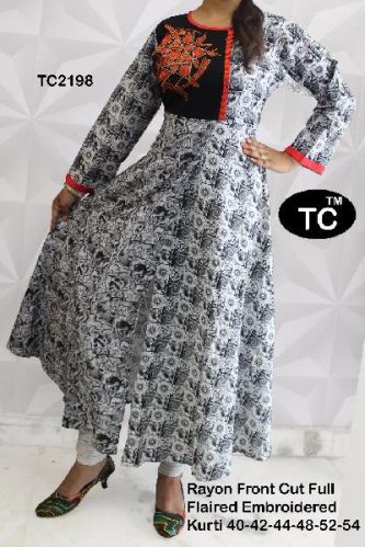 Rayon Kurtis, Color : Black White