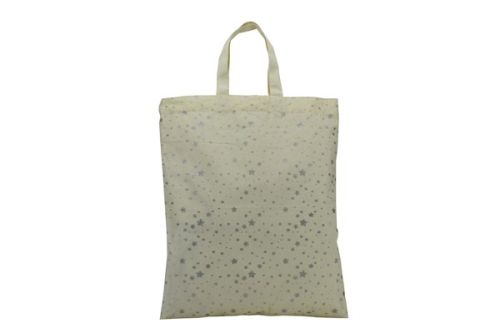 Cotton Short Handle Glitter Printed Carry Bag