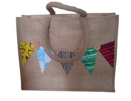 Jute Patchwork Tote Bag