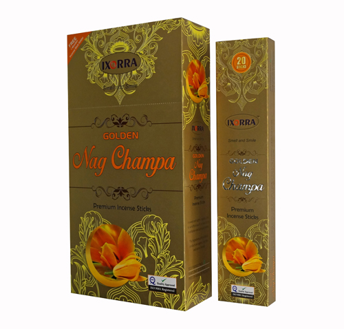 Golden Nag Champa Incense Sticks, For Religious, Aroma Therapy, Relaxation, Yoga, Meditation, Romance