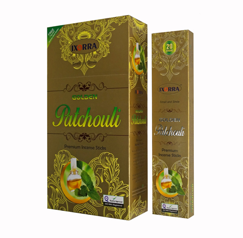 Golden Patchouli Incense Sticks, For Religious, Aroma Therapy, Relaxation, Yoga, Meditation, Romance