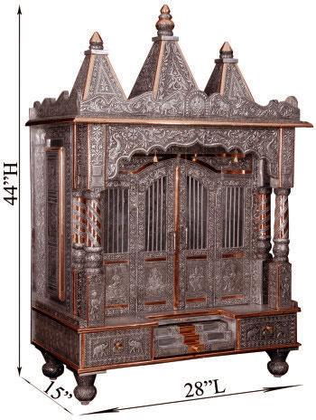 Pooja Mandir Of OXidized Temple With Three Domes L 28