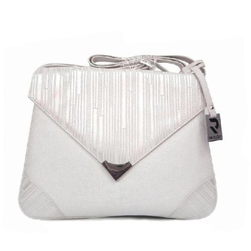 Streak White Cross Body Bag, Size : L=33CM, H=25CM, B=5CM