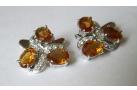 925 Sterling Silver Golden Topaz & CZ Gemstone Men's Cufflink