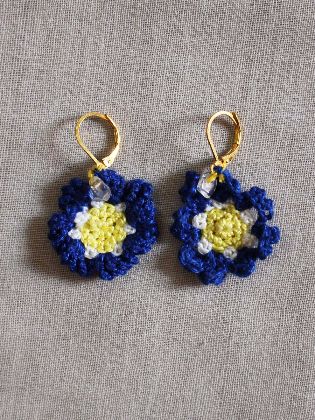 Blue Flower Ear Ring