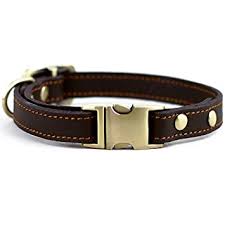 Brown Leather PET Collars, For Animals Use, Buckle Material : Stainless Steel