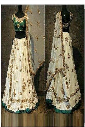 Georgette Machine Work Off White Lehenga Choli