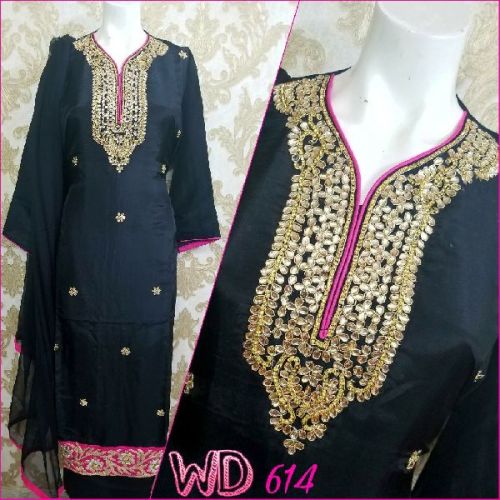 SILK PARTY WEAR SUIT W-614