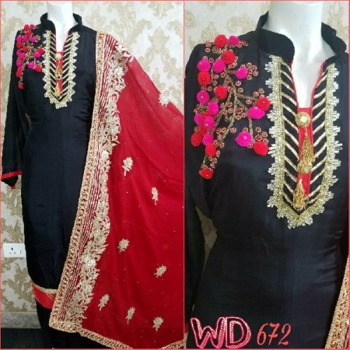 SILK PARTY WEAR SUITS W-672