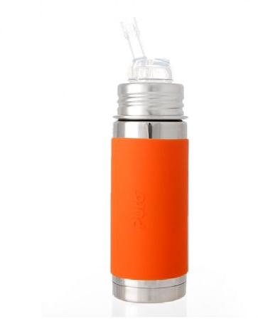 Pura Kiki 9oz Orange Sleeve Straw Vaccum Insulated Bottle