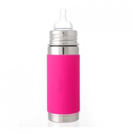 Pura Kiki 9oz Pink Sleeve Vaccum Insulated Infant Feeding Bottle