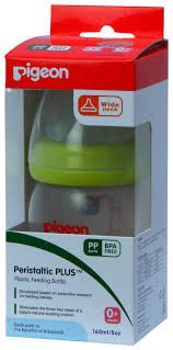 PIGEON PERISTALTIC WIDE NECK BOTTLE GREEN 160ML