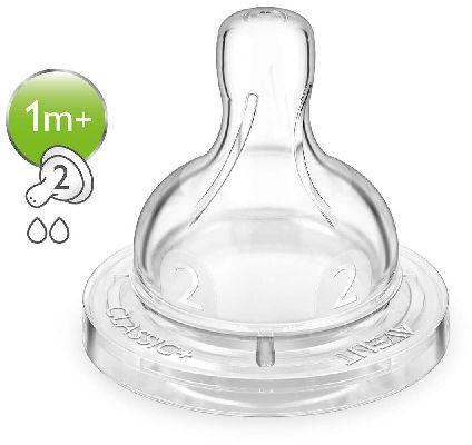 Avent Classic Silicone Teat Slow Flow (1M+) - Set Of 2