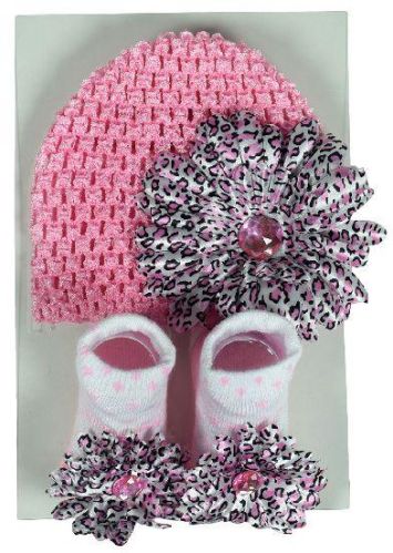 Pink Black Crochet Cap Baby Socks