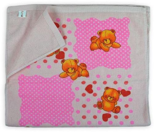 Magenta Pooh Print Baby Towel, Feature : Soft Absorbent, Durable Comfortable