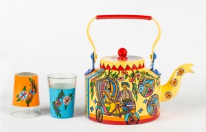 Kettle Set - Indian Art Madhubani Rickshaw