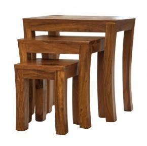 Flared Wooden Nesting Table (Set Of 3)