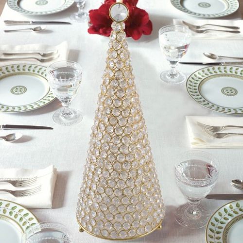 Iron Golden Crystal Christmas Tree, Length : 7 Inches