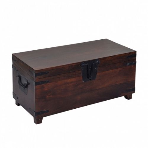 Premium Quality Hard Wood Vintage Trunk Coffee Table, Color : Dark Brown