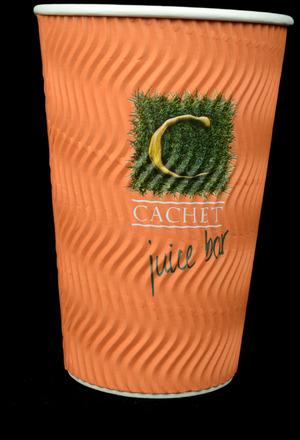 Disposable Orange Ripple Paper Cups