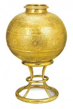 Brass Matka Planter With Stand