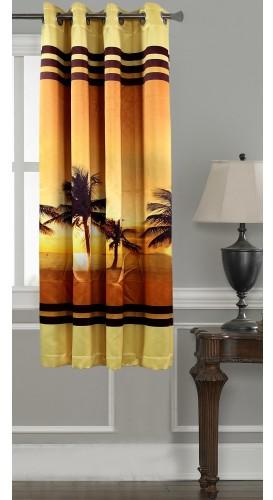 Lushomes Digitally Printed Beach Polyester Blackout Windows Curtains