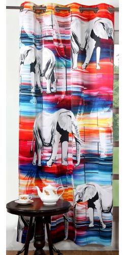 Digitally Printed Elephant Polyester Blackout Curtains