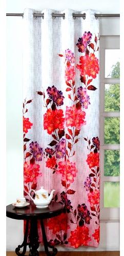 Long Doors Digitally Printed Flowery Polyester Blackout Curtains