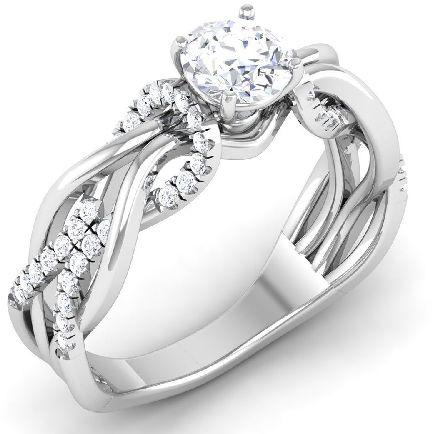 White Gold Solitaire Diamond Ring (51 Diamonds)