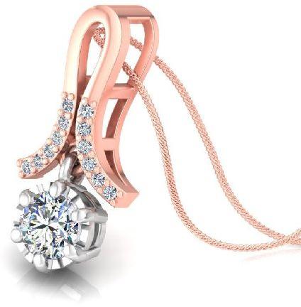 Rose Gold Diamond Pendant With 0.25 CT Solitaire