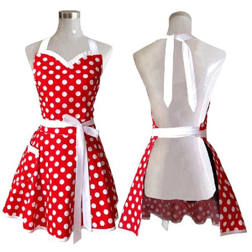 Plain Cotton Printed Kitchen Apron, Color : Red