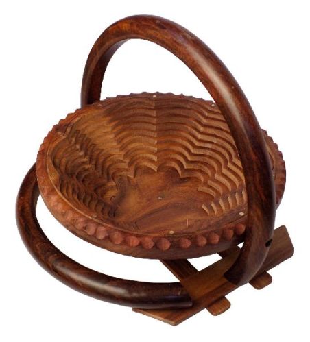 Wooden Fruit Basket With Handle, Color : Brown