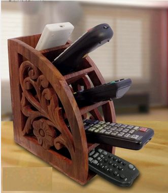 EETI0206-1 Wooden Multi Remote Control Holder, Color : Brown