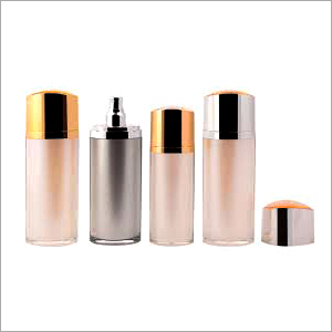 Polished Plastic Glass Plain Cosmetic Bottle, Shape : Round