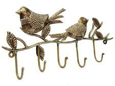 Iron KH03-Birds Key Holder, Color : Golden