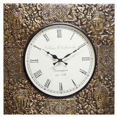 Square Brass Wall Clock, Color : Golden