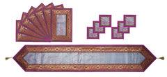 Fabric TR03-Purple Designer Table Runner, Size : Customized
