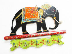 Wooden WKH05AI Elephant Key Holder, Size : 35.6 X 2.5 X 25.4 Cm