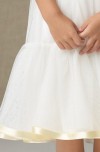 A-line Wide Straps Knee-length Satin Organza Flower Girl Dress