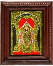 Balaji Tanjore Painting - 8 In X 10 In - Decorative Frame