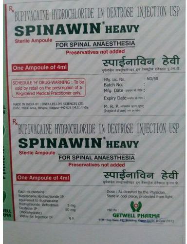 Bupivacaine Hydrochloride Dextrose Injection, Medicine Type : Allopathic