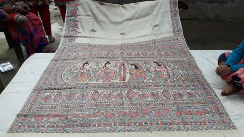 Goddess Madhubani Art Sarees