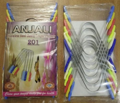 Stainless Steel Wire Tongue Cleaner With Plastic Handles