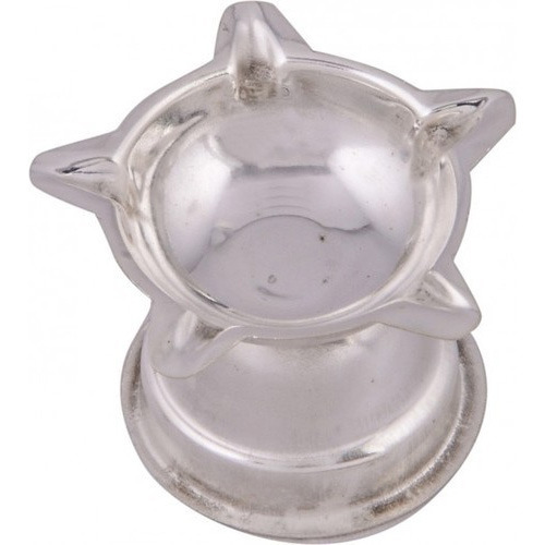 Metal Silver Coated Pooja Diya