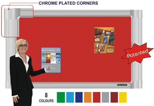 Umex-CR Series Chrome Plated Corner Fabric Pin Up Notice Board