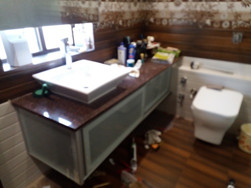 Stone Bathroom Brown Cabinet