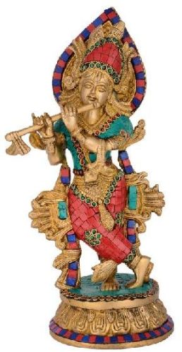 Golden Metal Krishna Statue, For Home