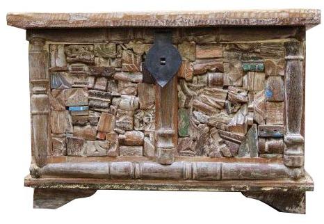 Reclaimed Wooden Carved Trunk Boxes