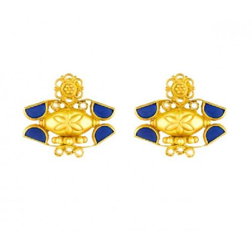 Lapis Pearl Floral Stud