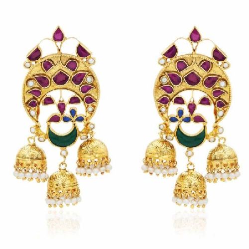 Multi Gemstone Triple Jhumki